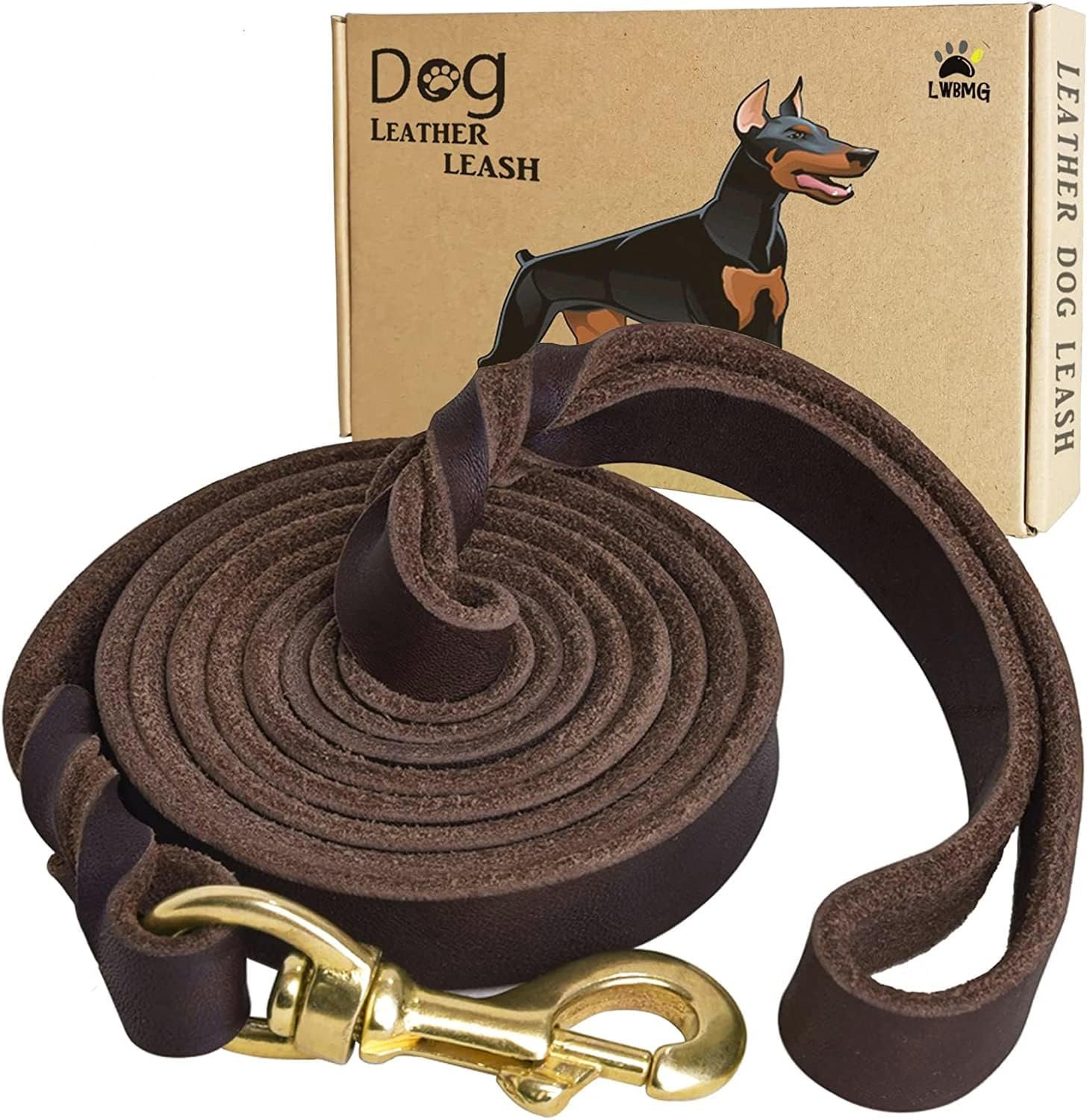 LWBMG Leather Dog Leash 6ft x 3/4 inch, Heavy Duty Genuine Leather Braided Dog Training Leash, Soft and Strong Pet Lead for Large, Medium, Small Dogs LWBMG Leather Dog Leash 6ft x 3/4 inch, Heavy Duty Genuine Leather Braided Dog Training Leash, Soft and Strong Pet Lead for Large, Medium, Small Dogs