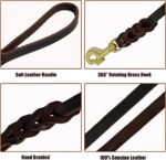 LWBMG Long Leather Dog Leash 15ft, Heavy Duty Dog Leash, Strong Sturdy Genuine Leather Braided Dog Leash, Soft and Comfortable Leather Leash for Medium and Small Dogs Training - Image 2