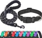 Ladoogo Reflective Dog Collar Padded with Soft Neoprene, Medium, Black