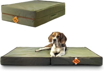 Laifug Outdoor Foldable Waterproof Dog Bed,Army Green,(36”x27”x3.5”)