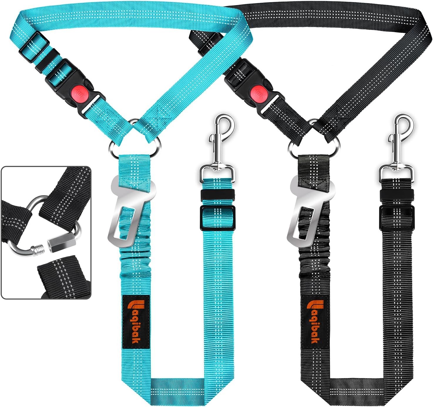Laqibak Removable Dog Seat Belt Harness for Car, 3 in 1 Pet Seatbelt Leash Laqibak Removable Dog Seat Belt Harness for Car, 3 in 1 Pet Seatbelt Leash