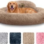 Large Dog Bed – 36” Calming Donut Dog Beds, Dog Beds Large Sized Dog,Beige