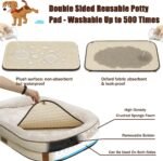 Large Dog Bed with Reusable Potty Pad - 44.1" x 32.3" x 6.3" Beige - Image 2