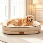 Large Dog Bed with Reusable Potty Pad - 44.1" x 32.3" x 6.3" Beige