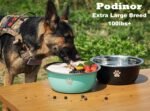 Large Dog Water Bowl 2 Pack, 1.3 Gallons 170oz Stainless Steel Extra Large Dog Food Bowl for Big Giant Dogs, Black - Image 2