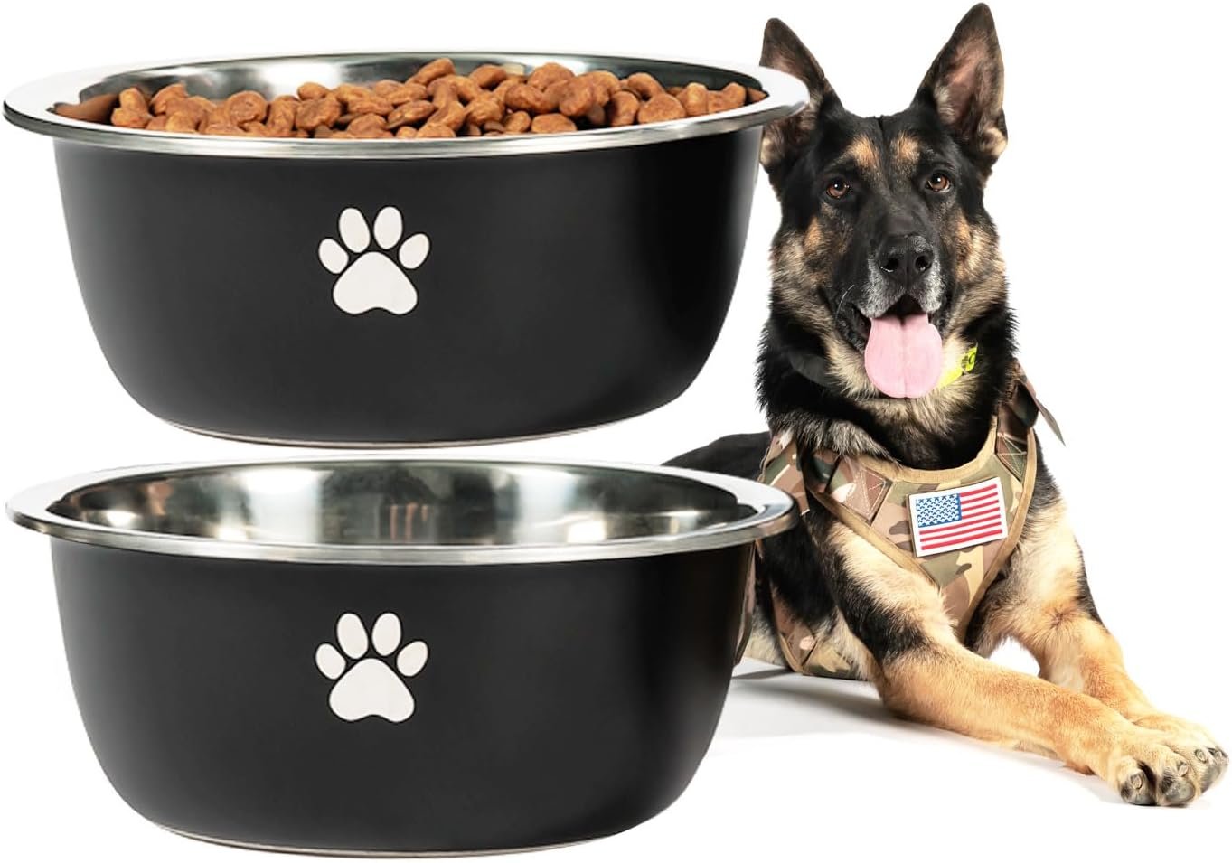 Large Dog Water Bowl 2 Pack, 1.3 Gallons 170oz Stainless Steel Extra Large Dog Food Bowl for Big Giant Dogs, Black Large Dog Water Bowl 2 Pack, 1.3 Gallons 170oz Stainless Steel Extra Large Dog Food Bowl for Big Giant Dogs, Black