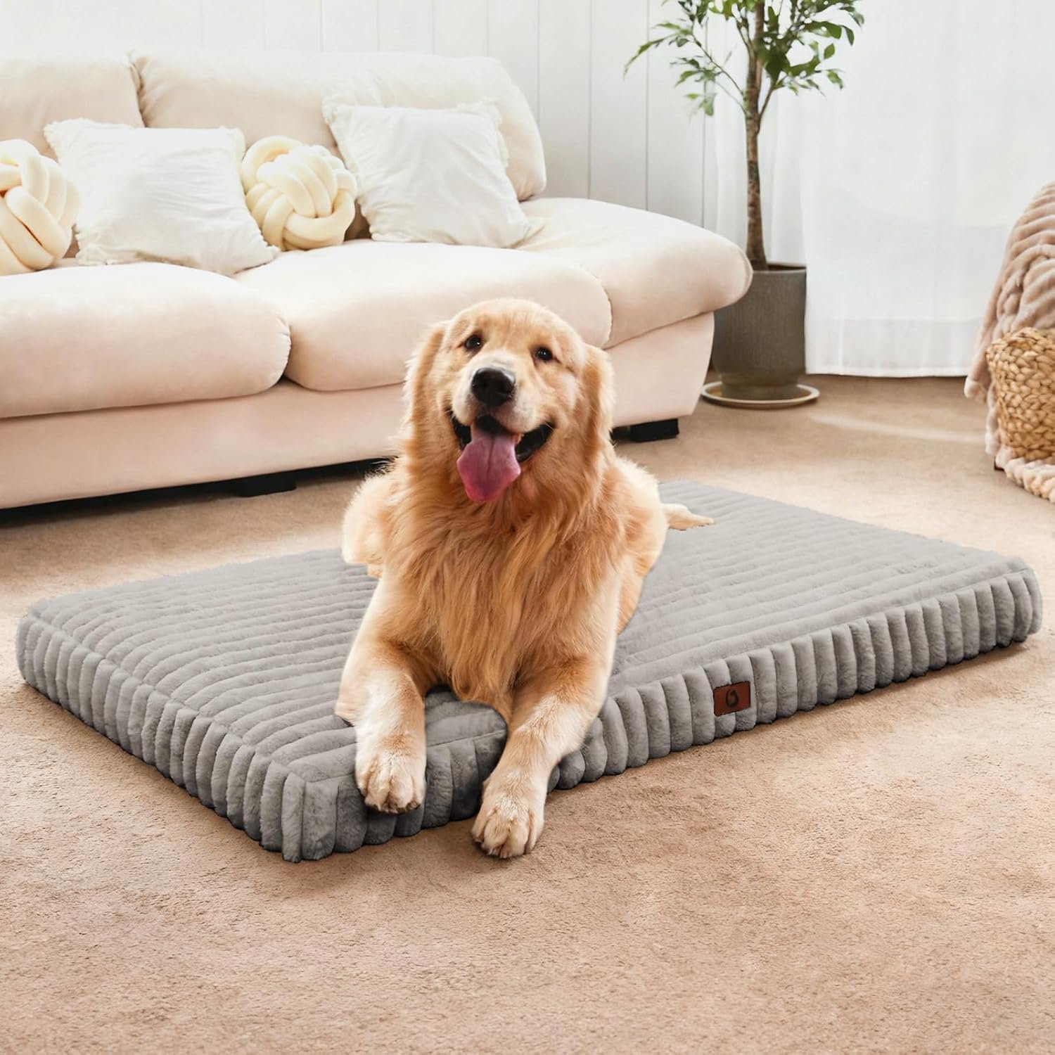 Large Orthopedic Dog Crate Bed with Waterproof Lining Large Orthopedic Dog Crate Bed with Waterproof Lining