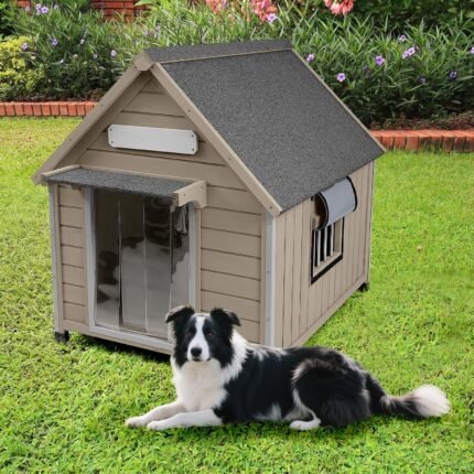 Large Outdoor Dog House for Medium Dogs, Wooden Dog Kennel