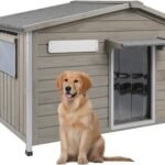 Large Outdoor Dog House for Small Medium Dogs, Weatherproof Wooden Kennel