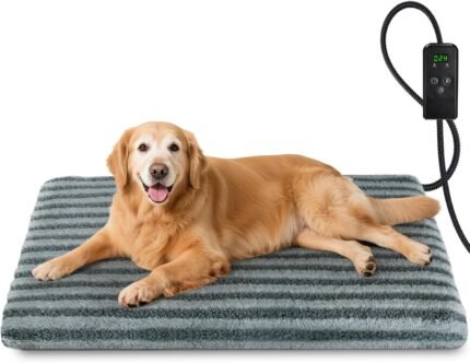 Large Pet Heating Pad, Adjustable Temperature with Timer, 35″ x 24″