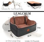 Lealchum Dog Car Seat for Large Size Dog,Soft Fabric Car Dog Bed Filling Memory Foam,2 Clip-On Safety Leashs and 2 Pockets,Removable and Washable Comfy Pet Car Seat(Black/Brown, Large) - Image 2