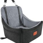 Lealchum Dog car seat for Medium Dogs,Easy to Install with Adjustable Straps,Anti Slip Bottom pet car Bed,Fully Detachable and Washable pet Travel Bed (Black/Grey, Medium)