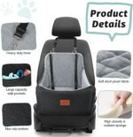 Lealchum Dog car seat for Medium Dogs,Easy to Install with Adjustable Straps,Anti Slip Bottom pet car Bed,Fully Detachable and Washable pet Travel Bed (Black/Grey, Medium) - Image 2