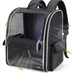 Lekereise Dog Carrier Backpack for Small Medium Dogs Cats up to 18 lbs, Breathable Pet Backpack Carrier with 3 Entrances, Collapsible Cat Backpack Carrier, Travel Hiking Puppy Backpack