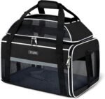 Lekereise Top-Expandable Pet Carrier 17x11x9.5 Inch Alaska Hawaiian Airline Approved Soft Sided Underseat to 12lbs Travel Carriers for Small Dogs and Cats with Locking Safety Zippers Anti-Scratch Mesh