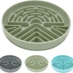 Lesipee Slow Feeder Dog Bowl for Large & Small Pets, Anti Choking Puzzle Dog Food Bowl with Non-Slip Base, Interactive Pet Slow Eating, Silicone Cat Feeder for Puppies & Cats(Grey Green)