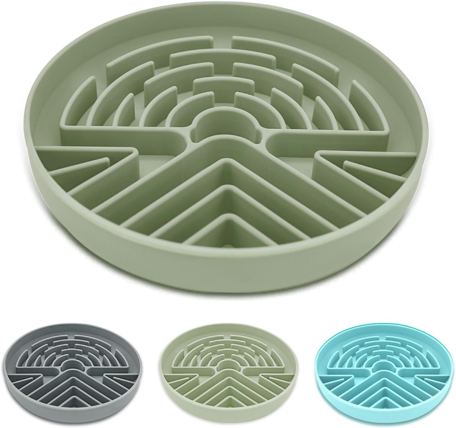 Lesipee Slow Feeder Dog Bowl for Large & Small Pets, Anti Choking Puzzle Dog Food Bowl with Non-Slip Base, Interactive Pet Slow Eating, Silicone Cat Feeder for Puppies & Cats(Grey Green) Lesipee Slow Feeder Dog Bowl for Large & Small Pets, Anti Choking Puzzle Dog Food Bowl with Non-Slip Base, Interactive Pet Slow Eating, Silicone Cat Feeder for Puppies & Cats(Grey Green)