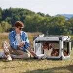 Lesure Portable Soft Collapsible Dog Crate for Medium Dogs, 30in Light Grey - Image 2