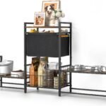 Lomivra Dog Feeding Station with 2 Elevated Bowl Stands & Large Storage