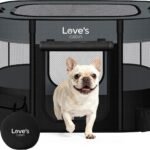 Love’s cabin Pet Puppy Dog Playpen, Medium Dog Tent Crates Cage Indoor/Outdoor, Portable Exercise Playpen for Cat, Foldable Pop Up Dog Kennel Playpen with Carring Case (M, Grey)
