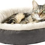 Love’s cabin Round Donut Cat and Dog Cushion Bed, 20in Bed for Cats or Small Dogs, Anti-Slip & Water-Resistant Bottom, Super Soft Durable Fabric Pet Beds, Washable Luxury Cat & Dog Bed Gray