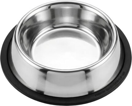 Loving Pets Stainless Steel Non-Tip Dog Bowl – Heavy Duty No Spill Dog Bowl with Removable Rubber Base – Durable, Non-Skid Stainless Steel Dog Food Bowl & Dog Water
