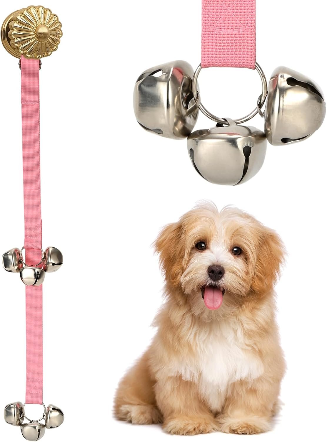 Luckyiren Dog Door Bell for Potty Training, Adjustable Length and Height, Pink Luckyiren Dog Door Bell for Potty Training, Adjustable Length and Height, Pink