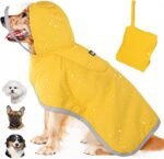 Lukovee Dog Raincoat, Waterproof Jacket with Clear Hood & Leash Hole, M