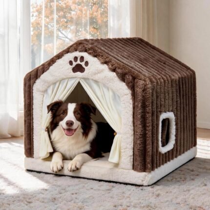 Luxury Dog House Indoor, Warm Double-Layer Dog Cave Bed