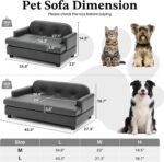Luxury Dog Sofa Bed Elevated Pet Couch with Durable Waterproof Leather - Image 2