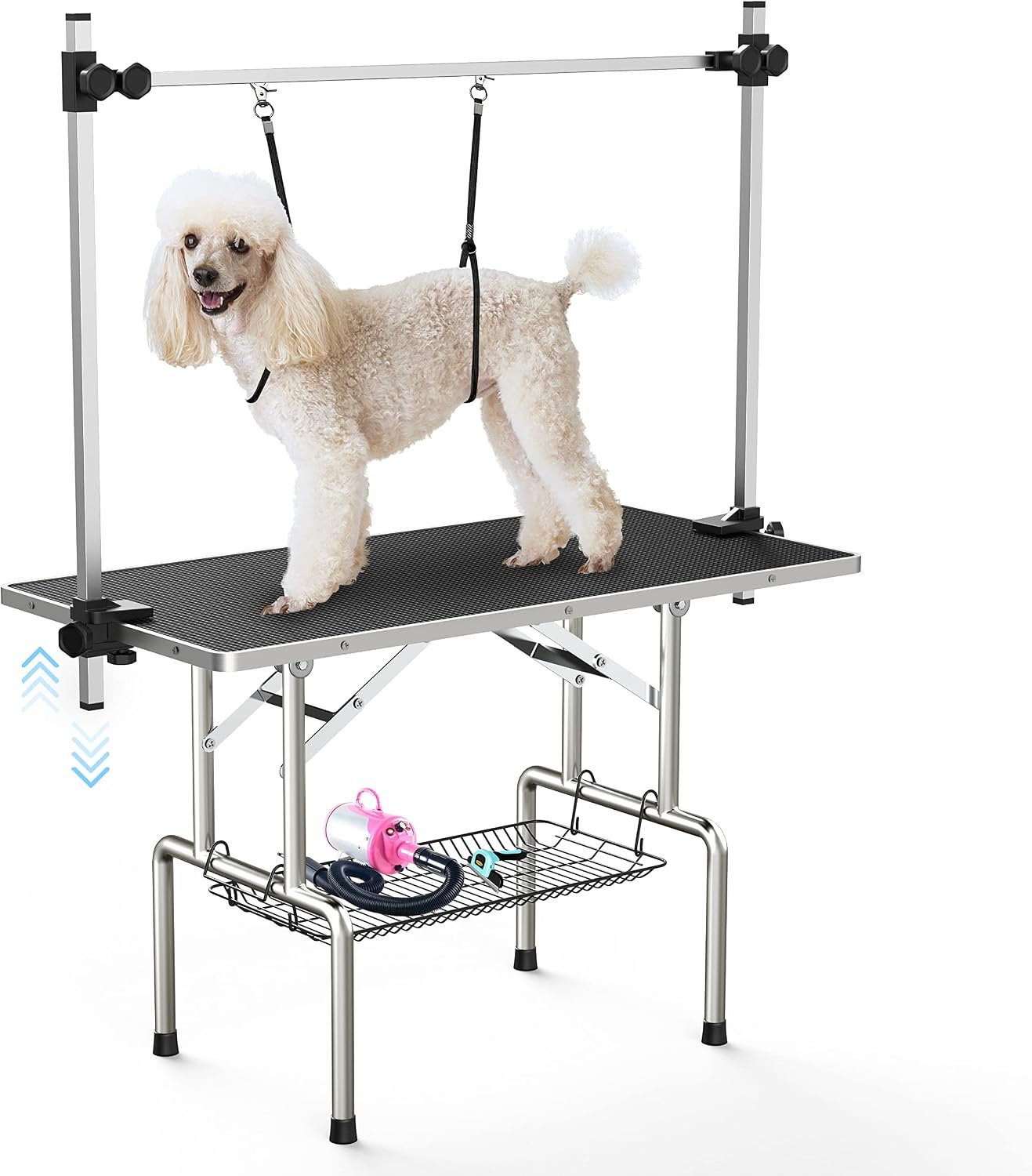 Lyromix 36” Foldable Dog Grooming Table with Arms/Nooses/Mesh Tray, Black Lyromix 36” Foldable Dog Grooming Table with Arms/Nooses/Mesh Tray, Black