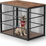 Lyromix 48” XXL Dog Crate Furniture with 3 Doors for Large Dogs