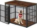 Lyromix 54" Dog Crate Furniture with Foldable Door, Rustic Brown