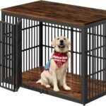 Lyromix 54″ Dog Crate Furniture with Foldable Door, Rustic Brown