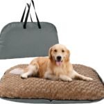 MABOZOO Foldable Travel Dog Bed, Outdoor Camping Dog Bag Bed Pet Pad with Carry Handles, Waterproof Pet Mattress Mat for Small, Medium, and Large Dogs Cats (Gray, 44x32x5 in)