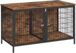 MAHANCRIS Dog Crate Furniture for 2 Dogs, 43.3" Dog Kennel with Removable Divider, Heavy Sturdy Dog Furniture Style Double Cage for Small Medium Dog, Indoor Pet House End Table, Rustic Brown DCHR1201