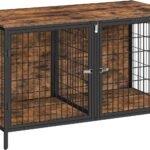 MAHANCRIS Dog Crate Furniture for 2 Dogs, 43.3″ Dog Kennel with Removable Divider, Heavy Sturdy Dog Furniture Style Double Cage for Small Medium Dog, Indoor Pet House End Table, Rustic Brown DCHR1201