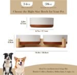 MALACASA Ceramic Dog Bowls Set with Wood Stand, 3.5 Cups Pet Bowls for Medium Dogs with Non-Slip Base, Large Puppies, Cats, Retrievers, ect.Pet Food & Water Basic Bowls Set, Weighted Glaze Matte.34 OZ - Image 2