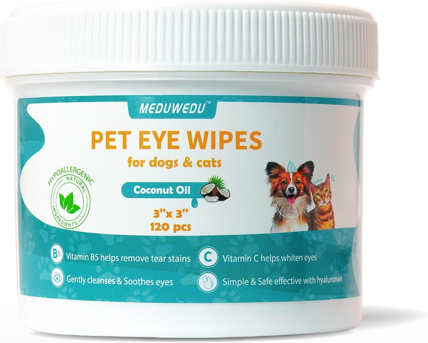 MEDUWEDU Eyes Wipes for Dogs & Cats 120 Counts, Grooming Kit Care for Dogs and Cats, Prevent Tear Stains, Eye Debris, Discharge, Mucus Secretions,Coconut Scent MEDUWEDU Eyes Wipes for Dogs & Cats 120 Counts, Grooming Kit Care for Dogs and Cats, Prevent Tear Stains, Eye Debris, Discharge, Mucus Secretions,Coconut Scent