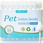 MEDUWEDU Pet Cotton Swabs, 55 Count｜Gourd-Shaped Tips｜Soft Cotton & Paper Stick｜Dog & Cat Ear Cleaner Swabs｜Safe Grooming Tool for Pets