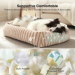 MIXJOY Dog Bed Medium Size Dog, Washable Medium Dogs Bed with Removable Cover, Soft Rectangle Doggy Ded Fluffy Plush Faux Fur Pet Bed with Anti-Slip Bottom, 30"x24"x8", Beige - Image 2