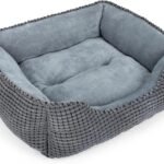 MIXJOY Dog Bed for Large Medium Small Dogs, Rectangle Washable Sleeping Puppy Bed, Soft Calming Cat Beds for Indoor Cats, Orthopedic Pet Sofa Bed, Anti-Slip Bottom with Multiple Size (20”, Grey)