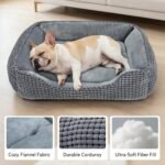 MIXJOY Dog Bed for Large Medium Small Dogs, Rectangle Washable Sleeping Puppy Bed, Soft Calming Cat Beds for Indoor Cats, Orthopedic Pet Sofa Bed, Anti-Slip Bottom with Multiple Size (20'', Grey) - Image 2
