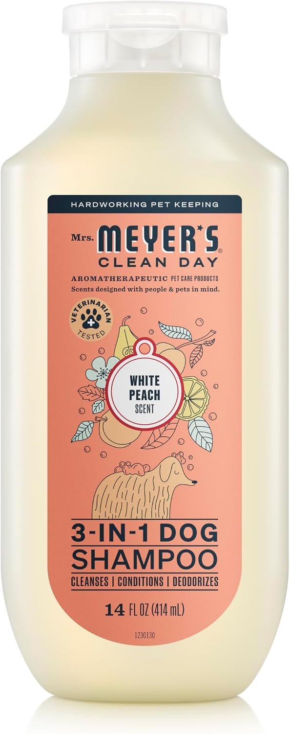 MRS. MEYER’S Clean Day 3 in 1 Dog Shampoo, White Peach Scent, 14oz MRS. MEYER’S Clean Day 3 in 1 Dog Shampoo, White Peach Scent, 14oz