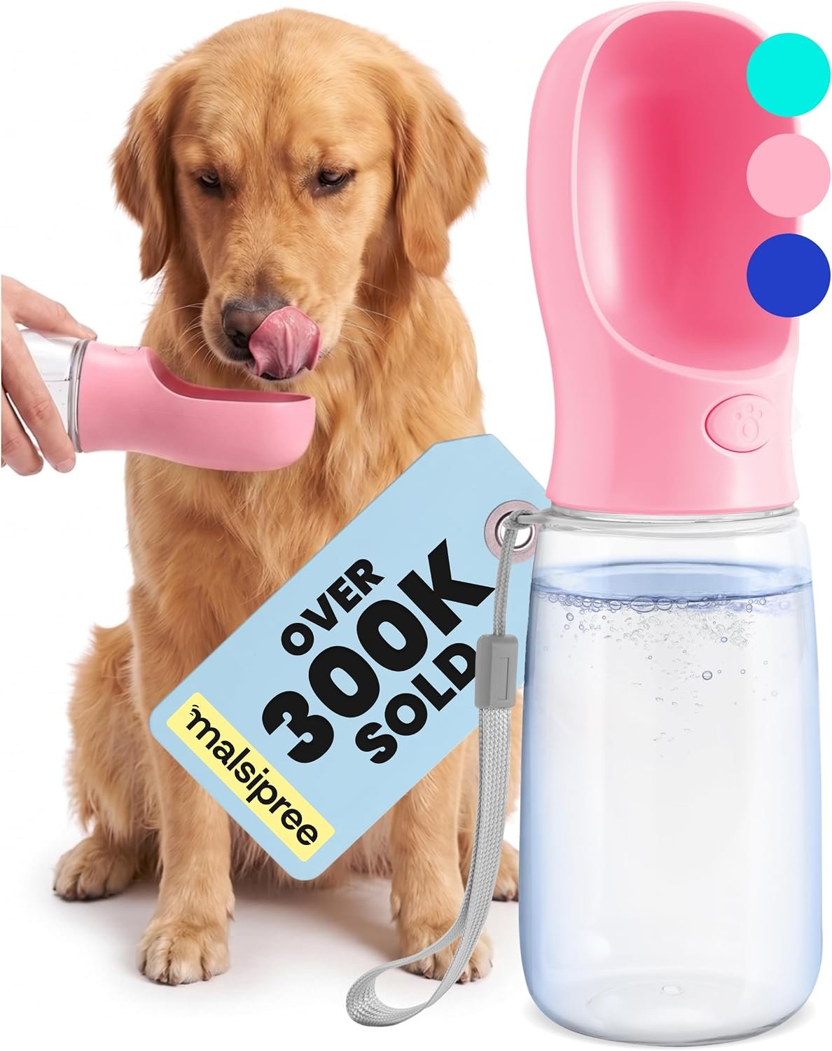 MalsiPree Leak-Proof Portable Dog Water Bottle for Travel – 19 oz, with Pink Bowl – Food Grade Plastic – Dog Bowls – Puppy Essentials – Pet Water Bottle for Trail Hiking, Park Visit & Beach Days MalsiPree Leak-Proof Portable Dog Water Bottle for Travel – 19 oz, with Pink Bowl – Food Grade Plastic – Dog Bowls – Puppy Essentials – Pet Water Bottle for Trail Hiking, Park Visit & Beach Days