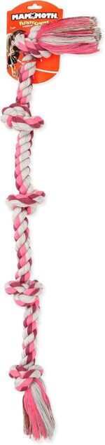 Mammoth Flossy Chews Multi Color 5 Knot Rope Tug – Premium Cotton-Poly Tug Toy for Dogs – Interactive Dog Rope Toy – Tug Dog Chew Toy for Big Dogs - X-Large, 36” - Image 2
