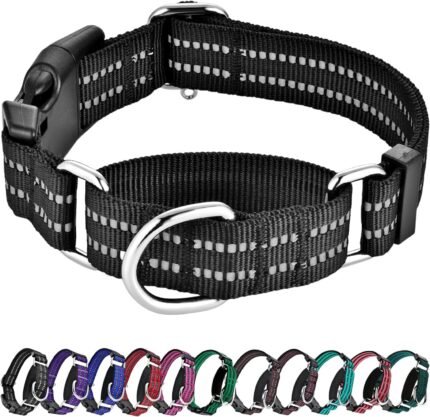Martingale Collar for Dogs,Reflective Escape Proof,Black,M