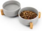 MateeyLife Ceramic Dog and Cat Bowls with Stand, 1.7Cup Dog Bowls Set,Grey