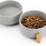 MateeyLife Ceramic Dog and Cat Bowls with Stand, 1.7Cup Dog Bowls Set,Grey