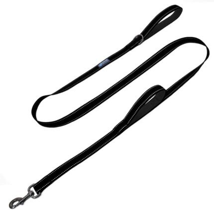 Max and Neo Double Handle Traffic Dog Leash – Reflective, Donates to Dog Rescue (Black, 6 FT)